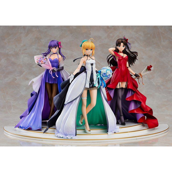 Fate/Stay Night: Saber, Rin Tohsaka and Sakura Matou 15th Celebration Dress Ver. - 1/7 Complete Figure Fate/Stay Night: Saber, Rin Tohsaka and Sakura Matou 15th Celebration Dress Ver. - 1/7 Complete Figure